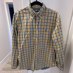 Ralph Lauren Button Down Yellow Blue Red Plaid L